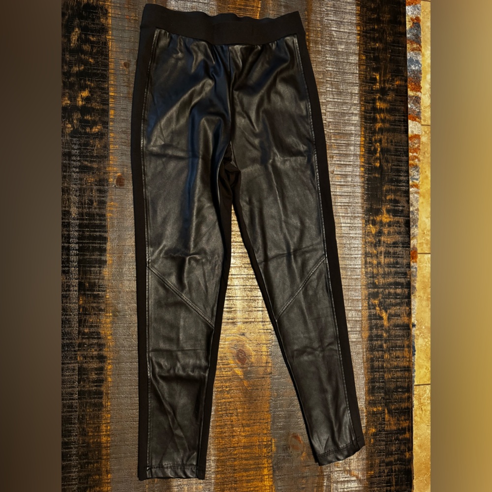 🎀 Womens Pleather Pants Tribal Brand Elastic Waist Dark Brown Size Medium